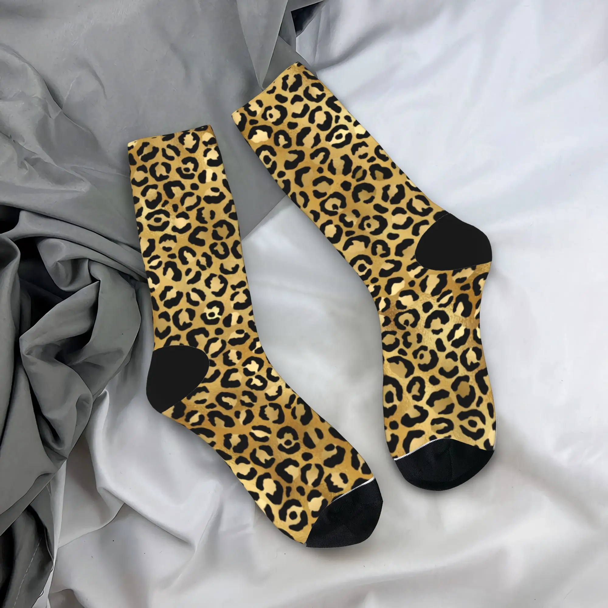 

Animalier Gold Leopard Socks Funny Stockings Couple Soft Breathable Running Sports Socks Autumn Custom Non-Slip Socks