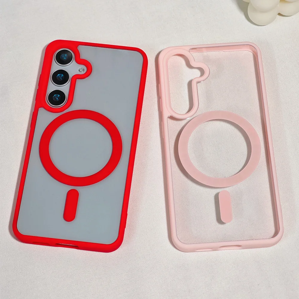 For Samsung S26 S25 Ultra Transparent Magnetic Case Wireless Charging Hard Shockproof Cover For Samsung S24 FE S23 Plus S22Ultra - náhled 4