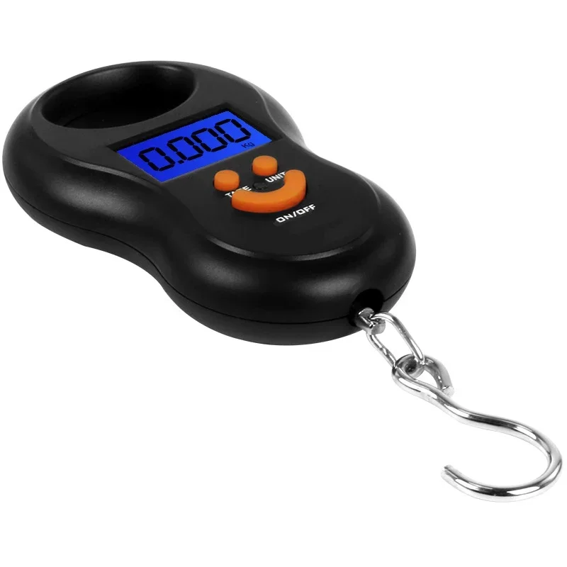 Portable 50Kg 10g Hanging Scale  Digital Scale BackLight Electronic  Fishing Weights Pocket Scale Luggage Scales Black