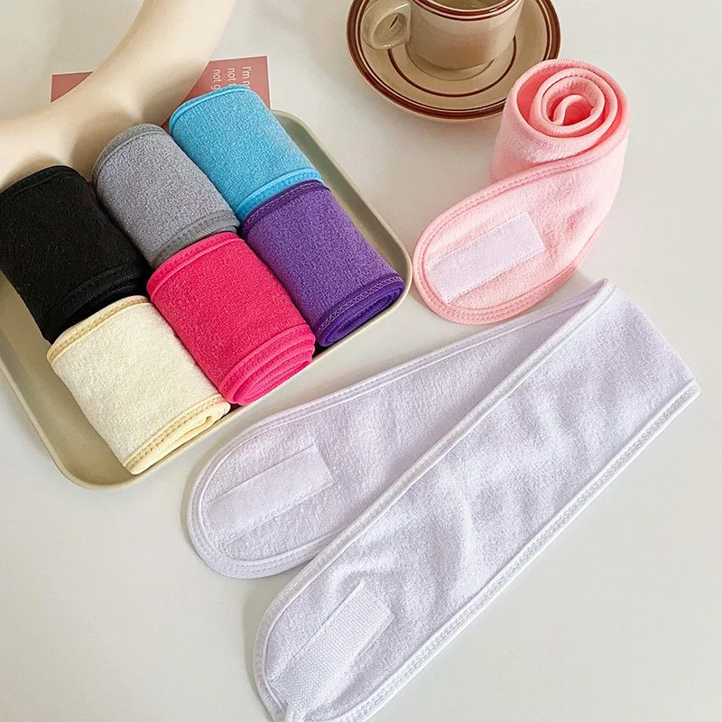 

Microfiber Wash face Headbands Women Girls Wide Solid Make Up Velcro Headbands Hair Bands Scrunchies Hair Accessories Headwear