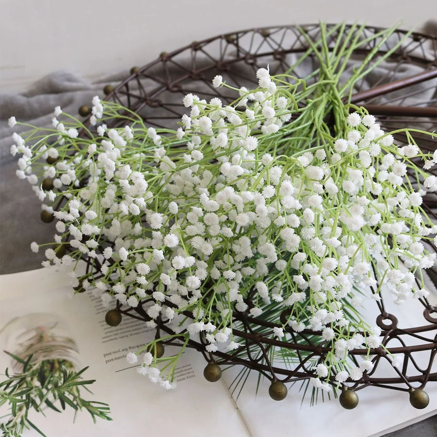 6/12PC 인공 식물 Gypsophila 홈 룸 리셉션 장식 분재 관상용 꽃 결혼식 간단한 Brial Bouquet
