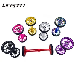 Litepro Folding Bicycle Spider Large 82MM Rear Rack Easy Wheels Telescopic Rod Rolling Wheels Alloy For Brompton Bike