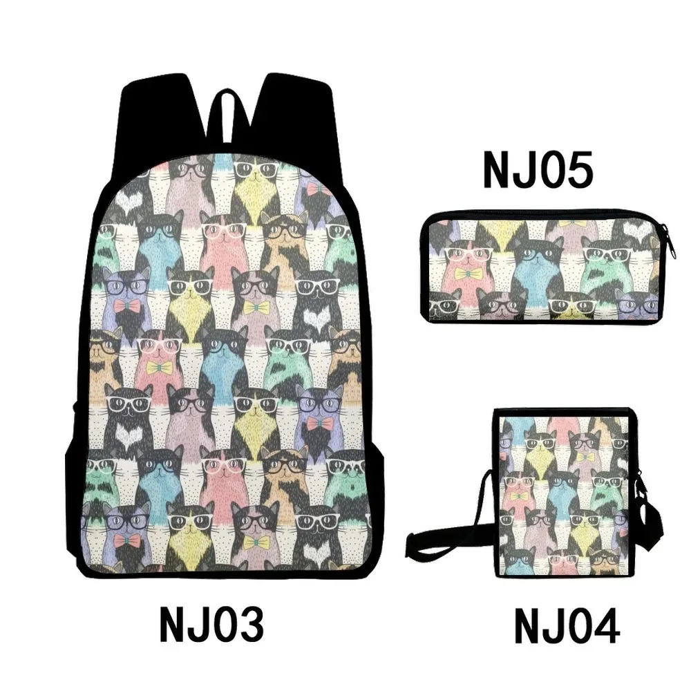 3D Printed Student School Bags, Laptop Backpack, Backpack, Tilted Shoulder Bag, Pencil Case, Cool Cats, Harajuku, Popular,