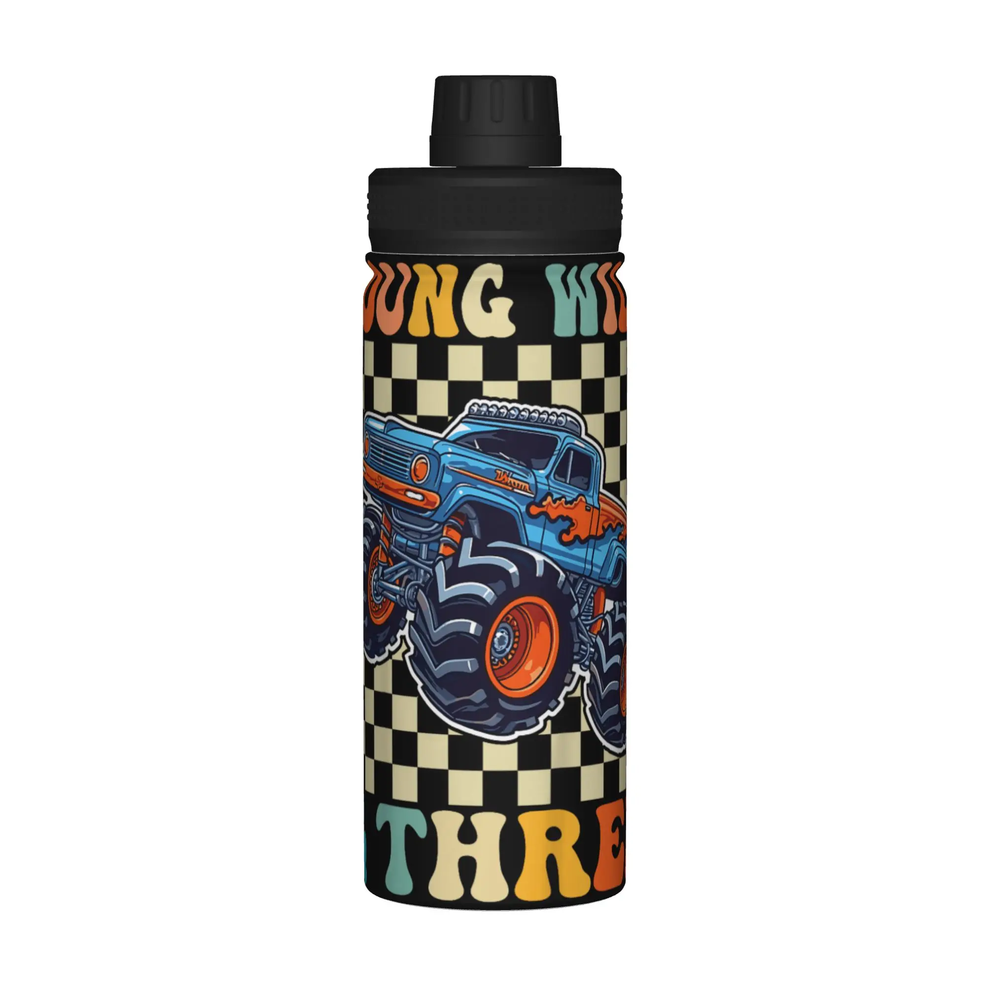 Vaso de Acero Inoxidable Monster Trucks, Taza de Arte para Niños de 3 Años, Taza para Bebidas Calientes, Botella de Agua Deportiva, Taza de Café Grande Aislada