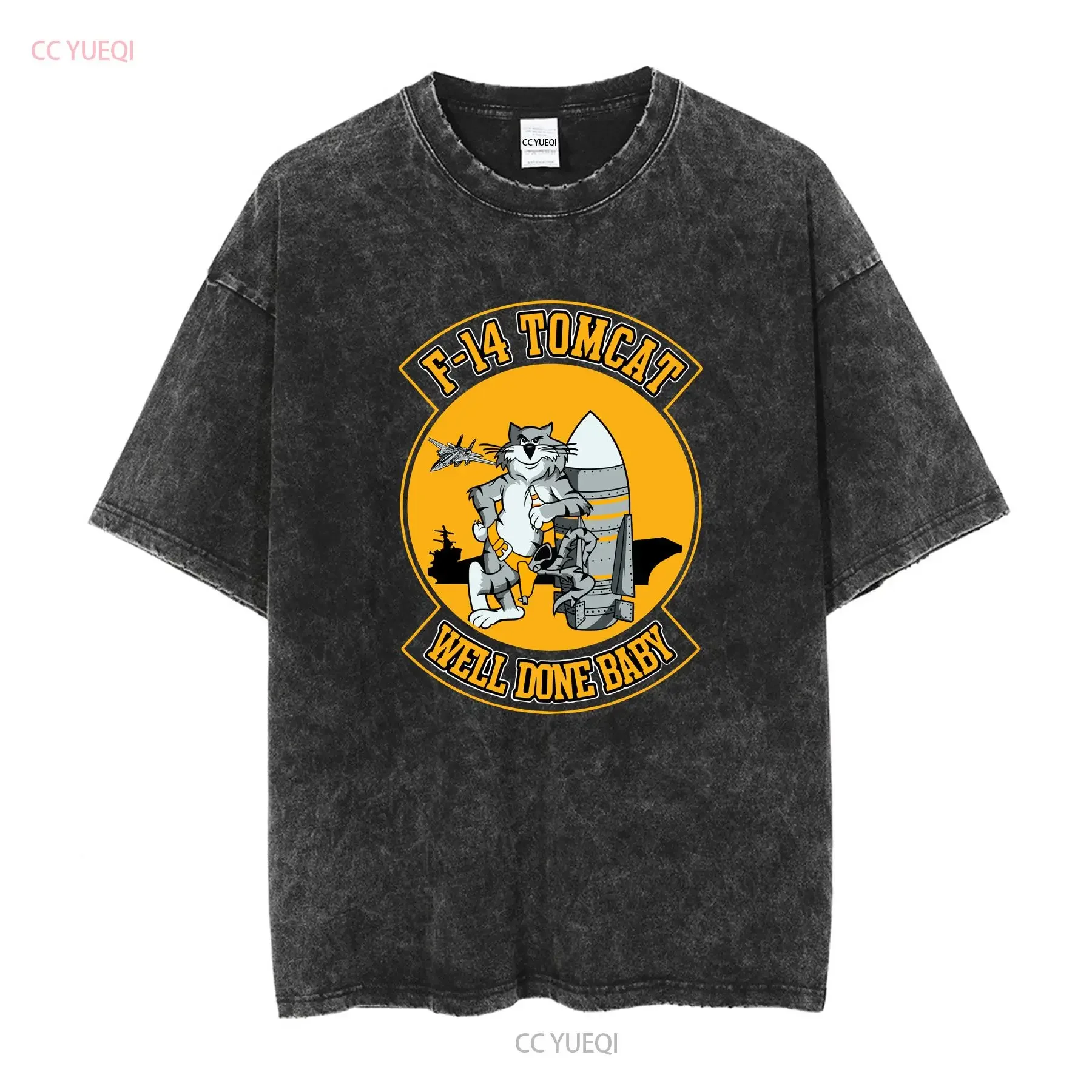F 14 Tomcat well Done Baby T Shirt long sleeves vintage Washed Top For Everyday Wear graphic Slightly Breathable streetwear