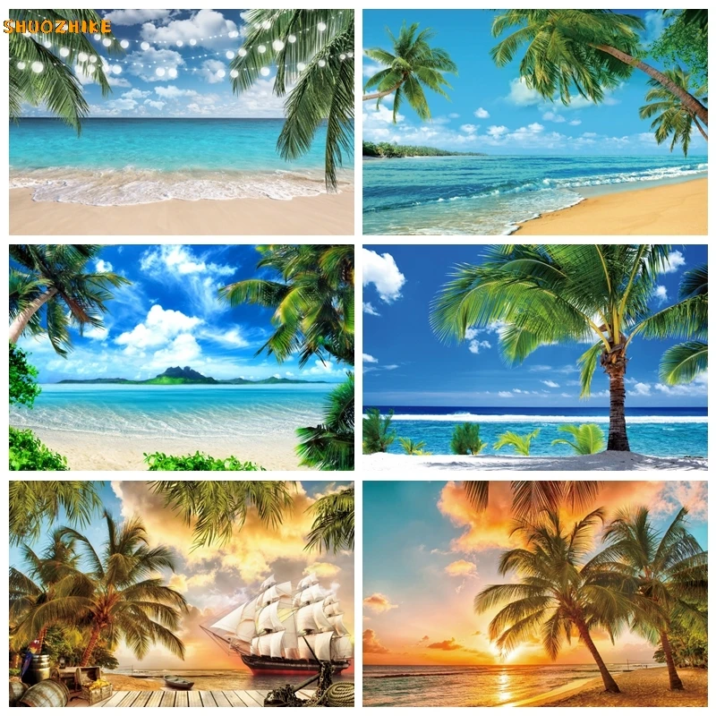 

Summer Hawaii Seaside Backdrop for Photography Beach Summer Party Decor Portrait Photographic Background Photocall Photo Studio