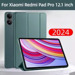 Xiaomi Redmi için Pad Pro 12.1 inç Otomatik Uyandırma Standı Tablet Kapak funda Kırmızı Mi pad Pro 2024 Manyetik Akıllı Kılıf aksesuarları