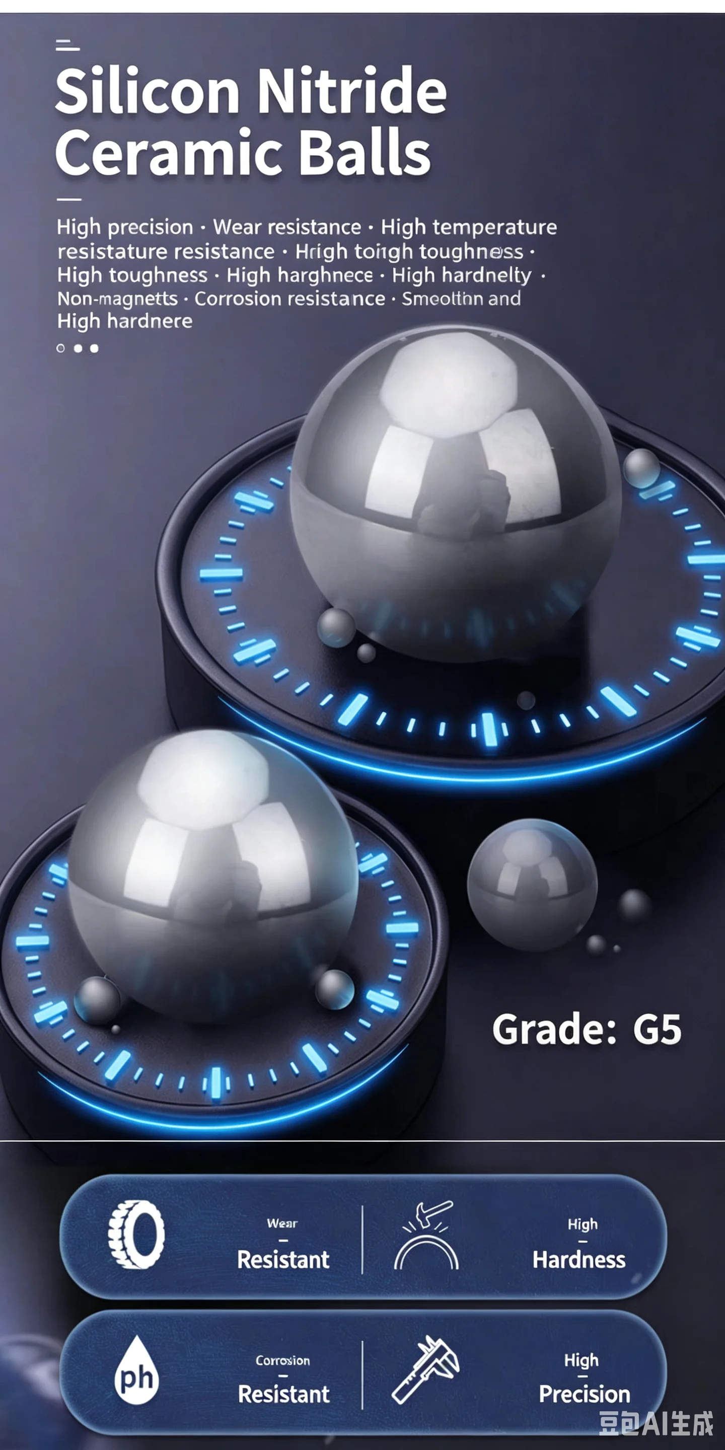 G5 silicon nitride ceramic ball is resistant to high temperature, acid and alkali corrosion.8 9 10 11 12 13 14 15 16 17 19 20-45