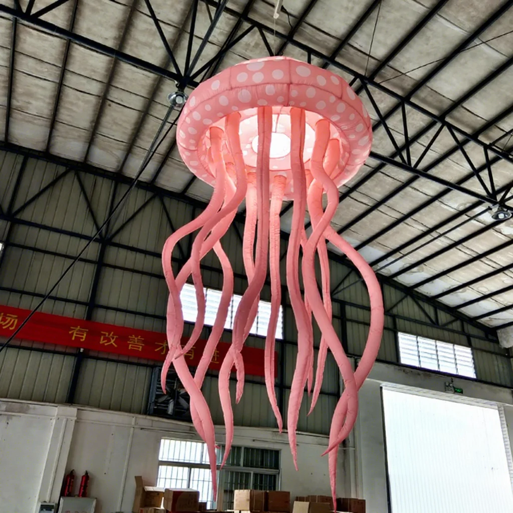Custom Outdoor Decorative Color Changing LED Light Inflatable Hanging Jellyfish Lamp Balloon for Event Party Decoration
