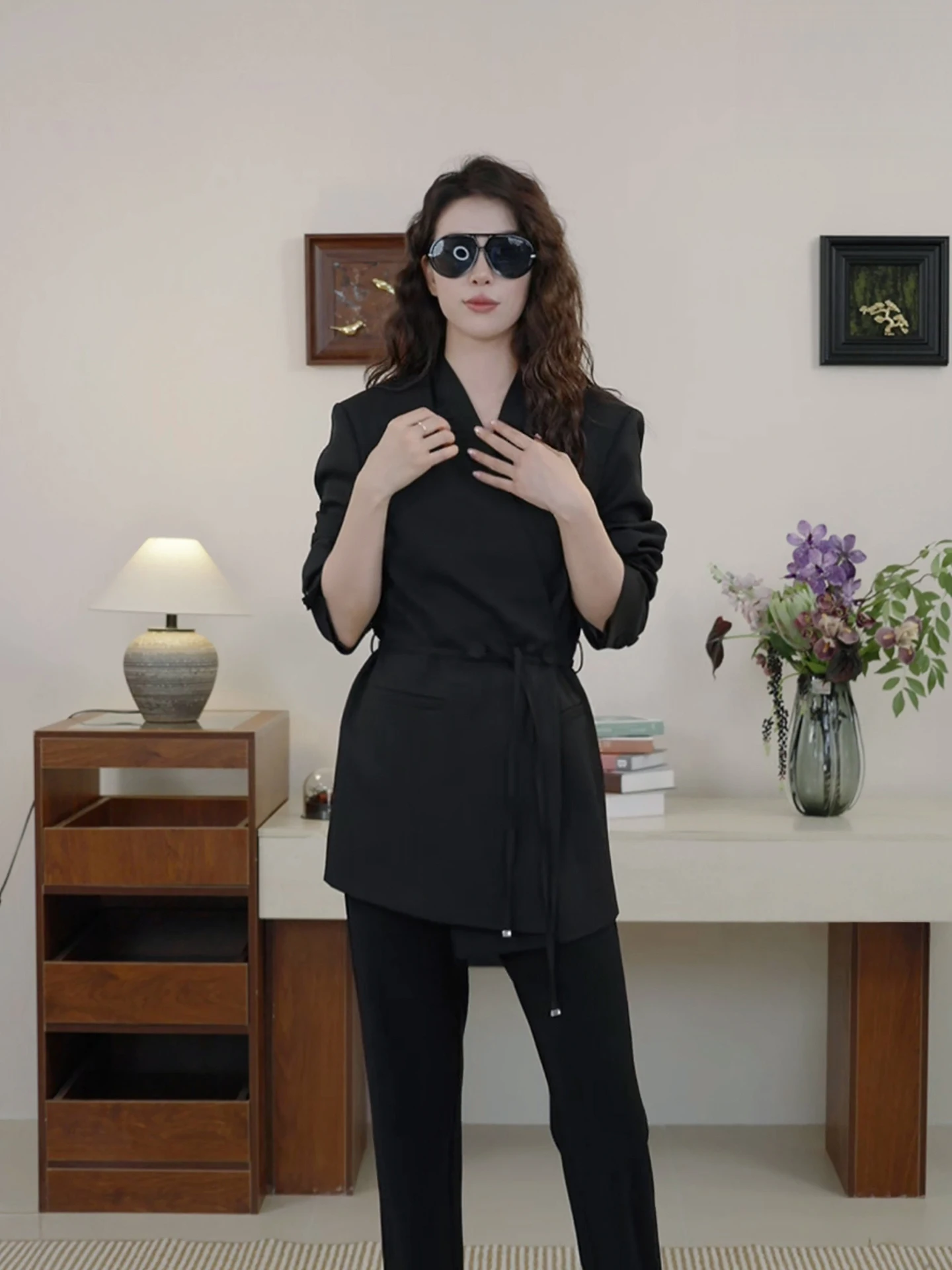 

Nana Tall DMX Simple Faion Suit Top Women's Spring k Pattern Asymmetric Slimming Outerwear Suit Loose Fit Long Sve