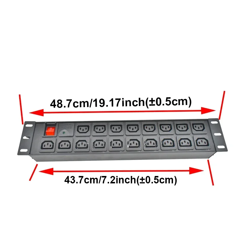 PDU power strip network cabinet rack 18AC C13 double row socket double break switch with surge protection 2-meter cable socket