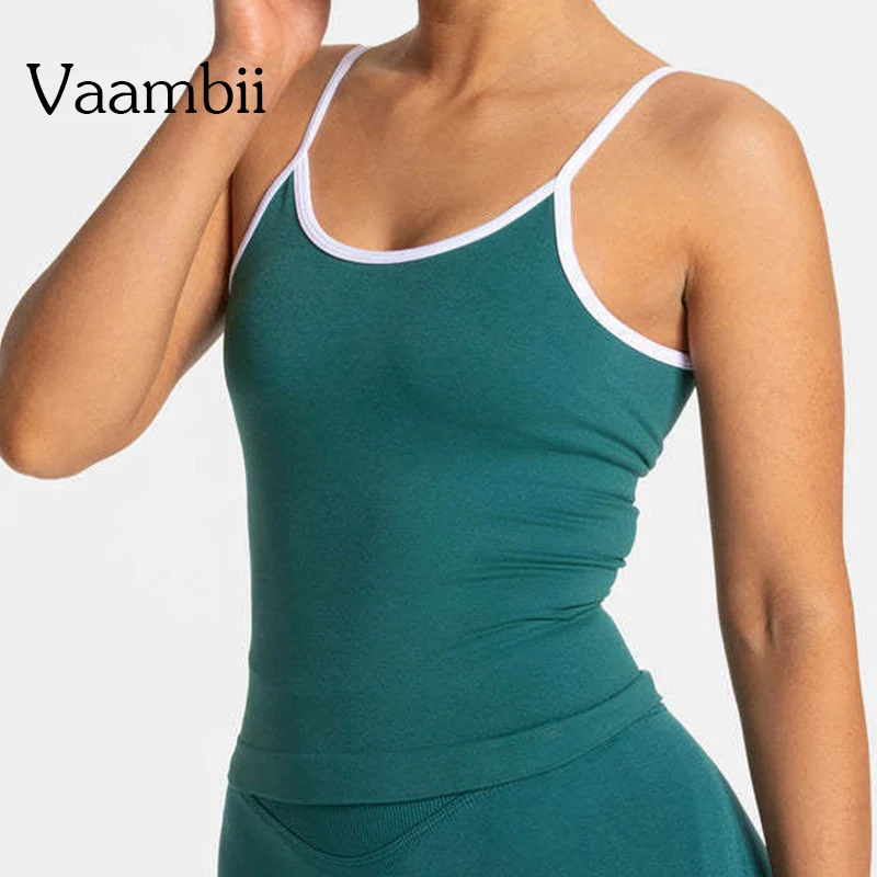 

Women's Seamless High Stretch Fitted Sports Gym Shirt Workout Clothing Gym T Shirt Sleeveless Yoga Top Vest
