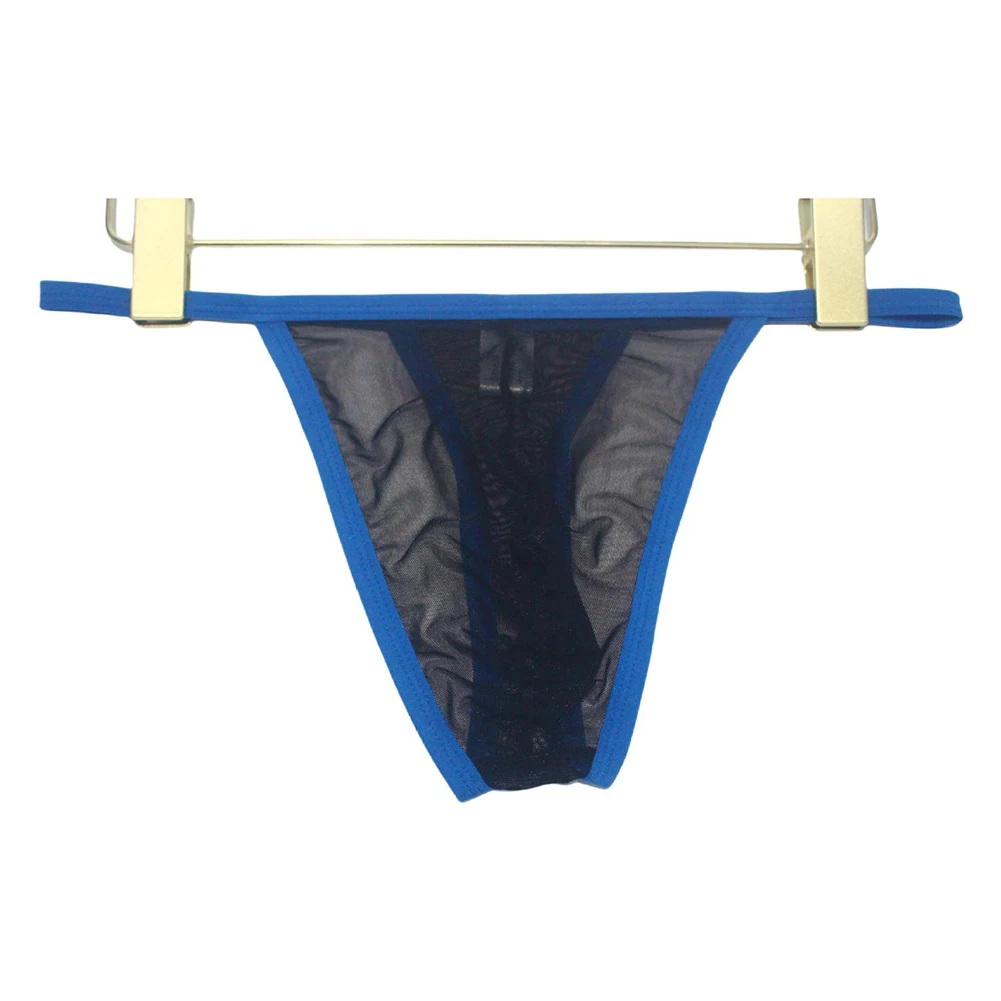 رجل مثير شبكة منخفضة الخصر الانتفاخ الحقيبة g-سلسلة ثونغ ملخصات الملابس الداخلية تنفس السروال يتعرض بعقب الكلسون