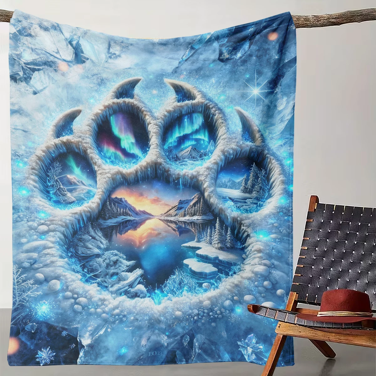 

1 Ice Claw Polar Aurora Fantasy Blanket Ice and Snow World Art Home Decoration Blanket