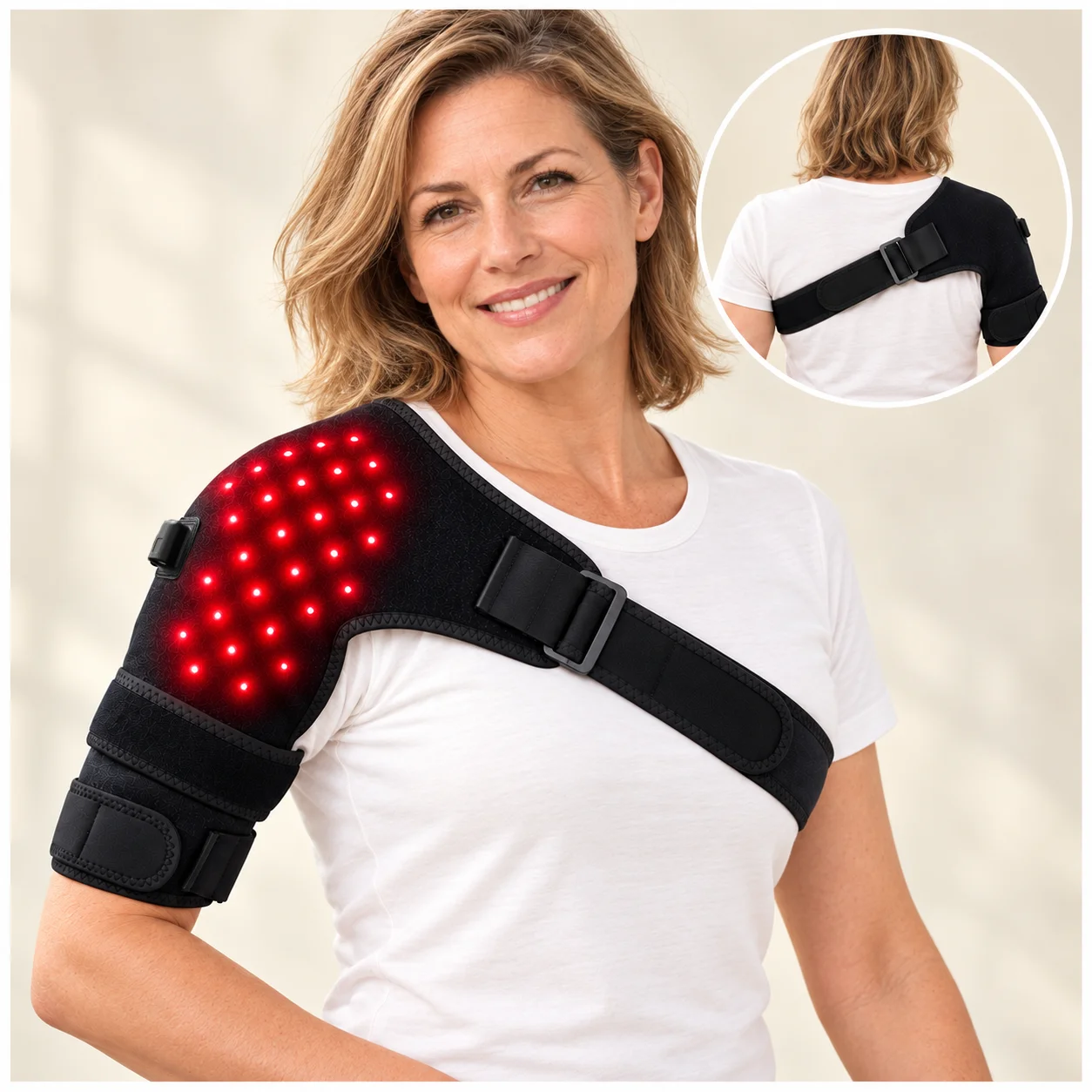 Heated Shoulder Wrap Red Light Heating Pad 3 Heat Levels 3 Timer Settings Warm Compress Sore Shoulder Comfort After Office Work