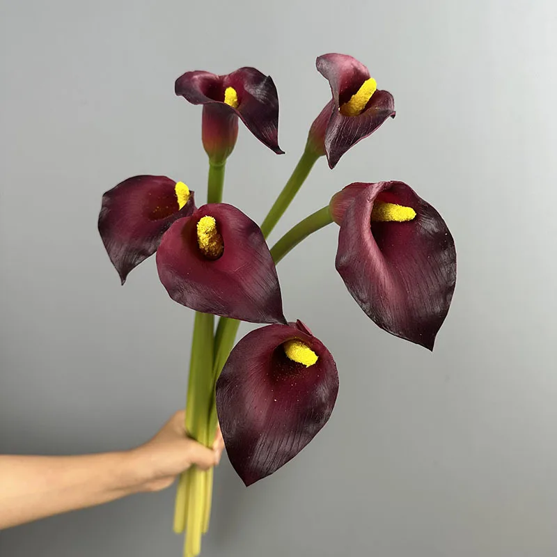 5/6 Stück Künstliche Blumen PU Kleine Seetaro Realistische Callas Lilie Hotel Dekoration Kunstblume Simulation Roter Calla-Zweig – Detail 5