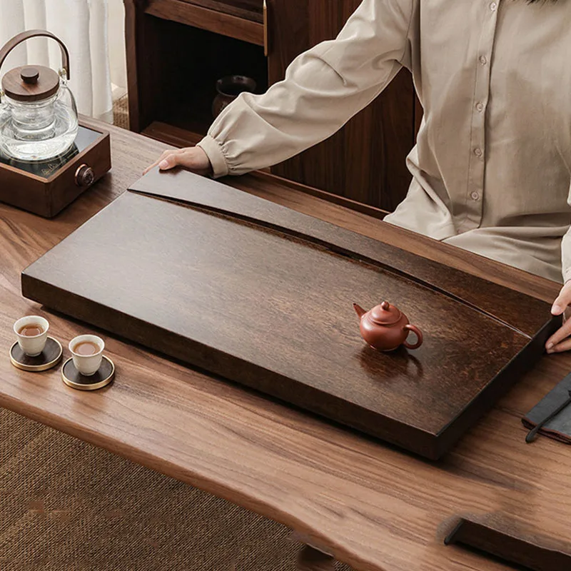 Japanese Wooden Tea Tray Rectangle Accessories Table Tableware Hospitality Tea Tray Desk Wood Plates For Food Plateau Teaware