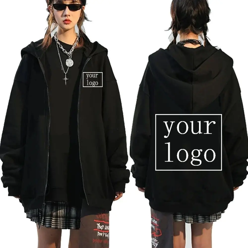 DIY individual custom men's and women's Fall/Winter hoodies Customize your logo pattern, zipper jacket, long-sleeved hoodie