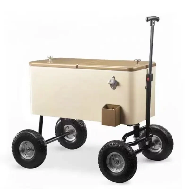 75L Large Capacity Insulated Ice Chest with Wheels Portable Cooler Box for Outdoor Camping BBQ Picnic Travel Thickened Wall