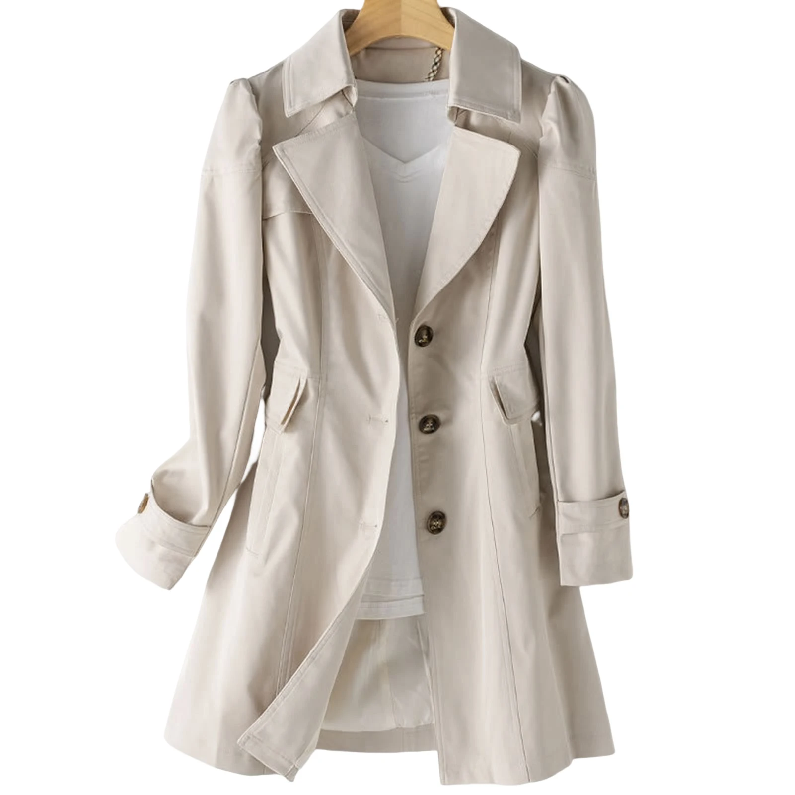 Women's  Length Trench Coat Single Breasted Side Pockets Jacket for Women Formal Daily Party Ball