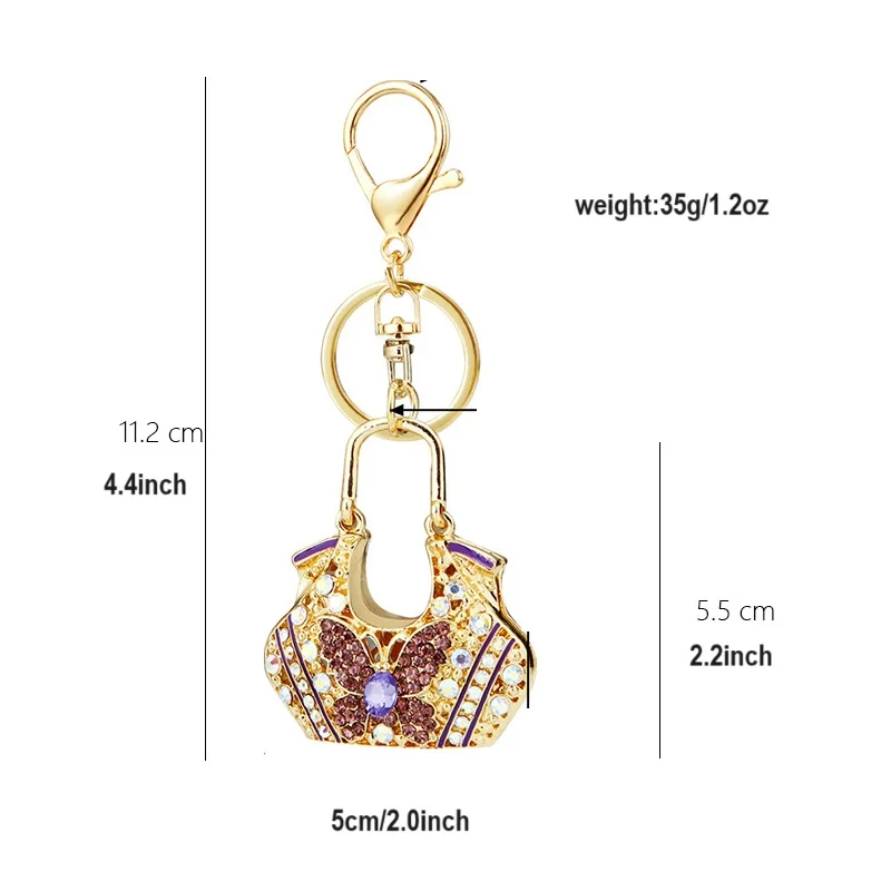 lovely handbag-shaped pendant keychain butterfly pattern