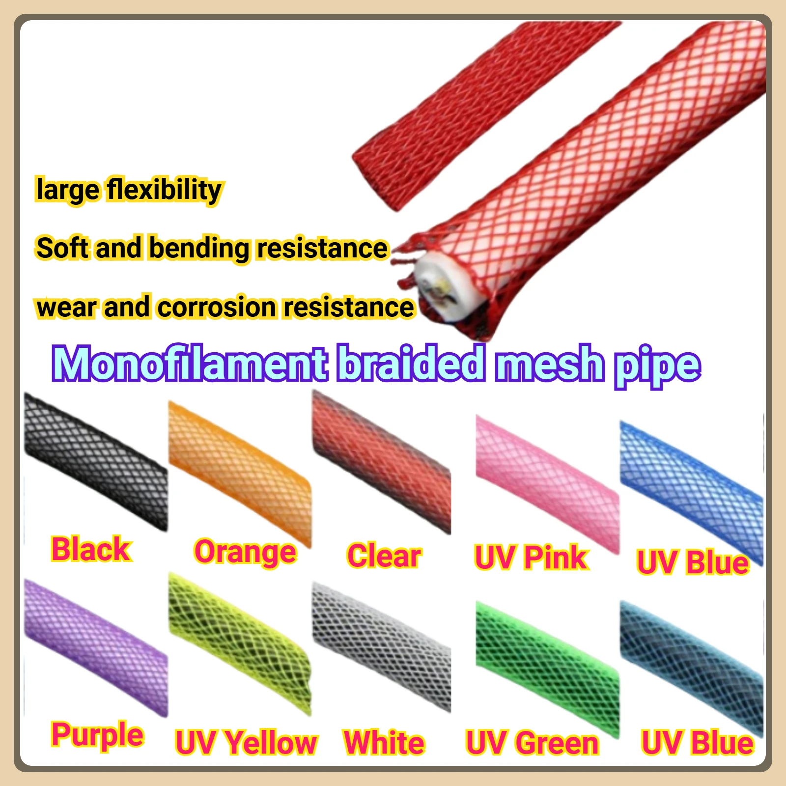 5M Single PET Braid Sleeve 3/4/6/8/10mm Expandable Nylon USB Data Keyboard Cable Protection Sheath Wire Wrap Braid for Wires
