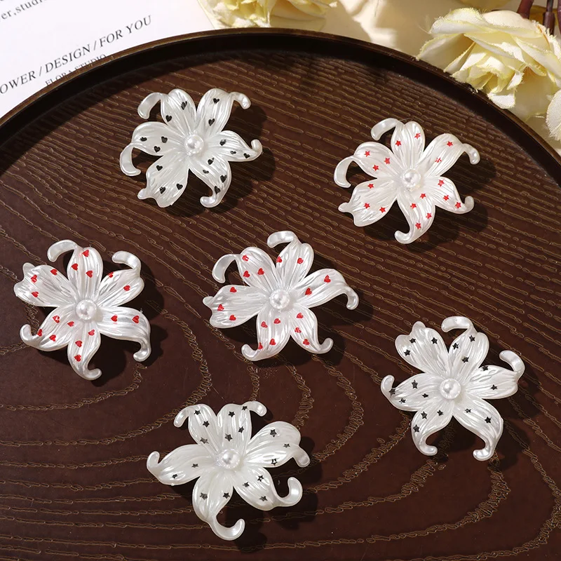 Shoe Charms Pearl Heart Star Polka Dot Iris Flower 1 Piece DIY Resin Clips for Clogs Sandals Summer Beach Lightweight Non Slip
