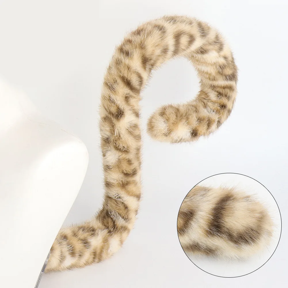 Halloween Simulation Leopard Print Mask Cos Leopard Plush Tail Full Face Mask Leopard Cat Stage Performance Props