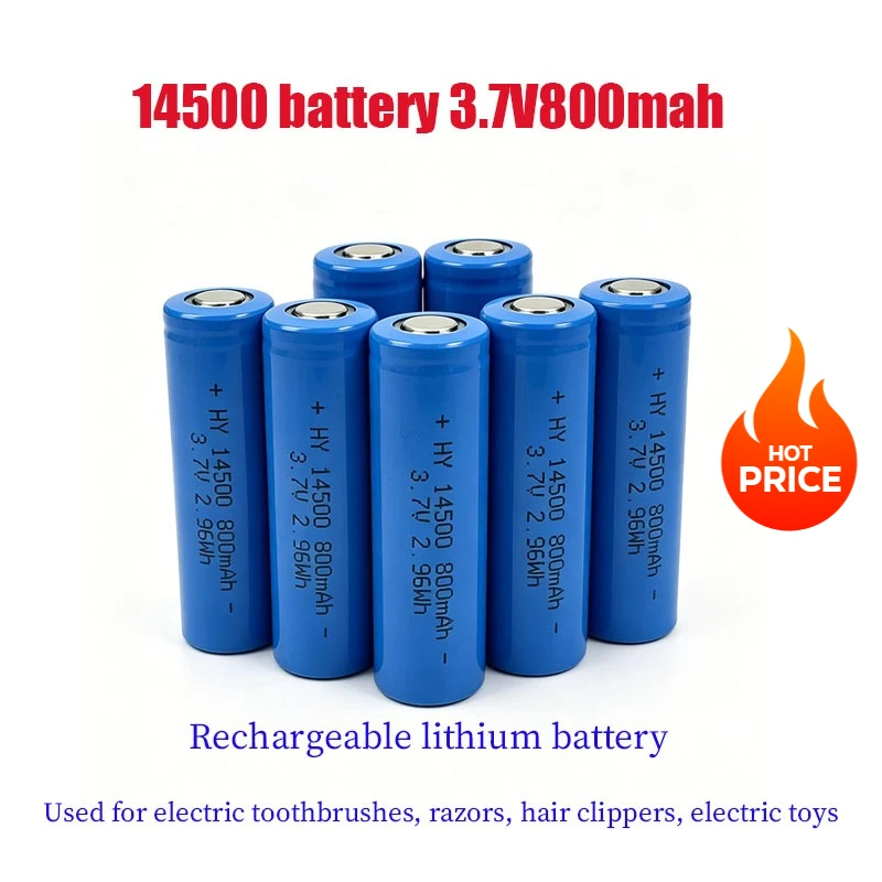 

14500 battery 3.7V800mah rechargeable lithium battery for electric toothbrushes, razors, hair clippers, electric toys, etc.