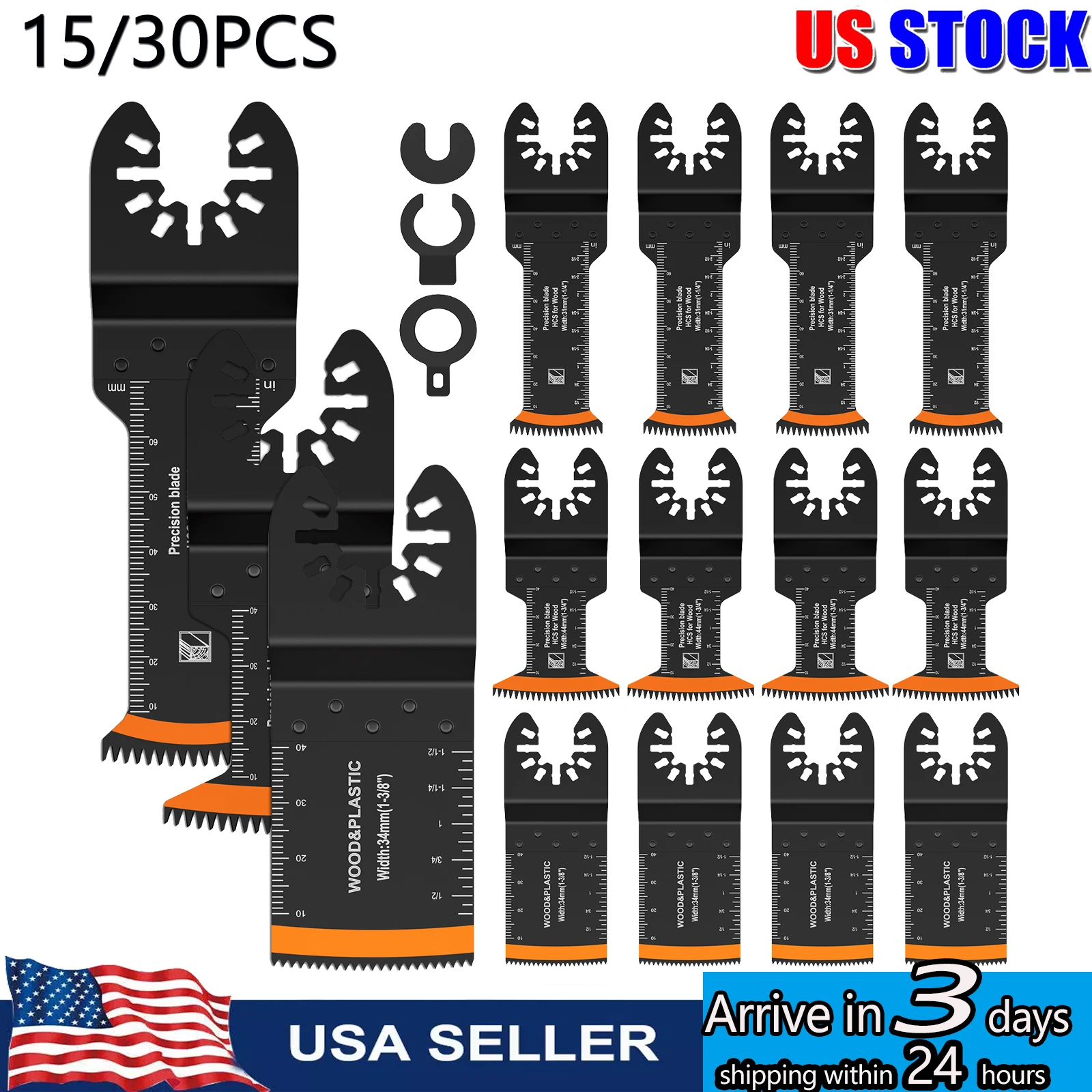 45/15Pcs Multitool Blade Extra-Long Oscillating Saw Blades Set Multipurpose Cutting Blade Japanese Precision Teeth Saw Blades