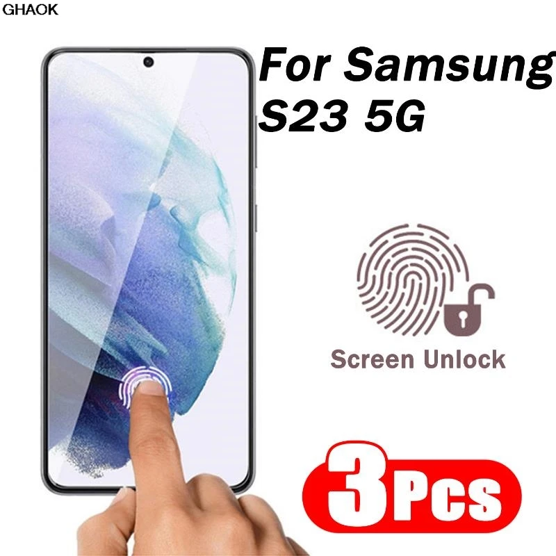 For Samsung Galaxy S23 5G Screen Protector Fingerprint Unlock Protective Film Anti-scratch Tempered Glass for Galaxy S23 S23Plus