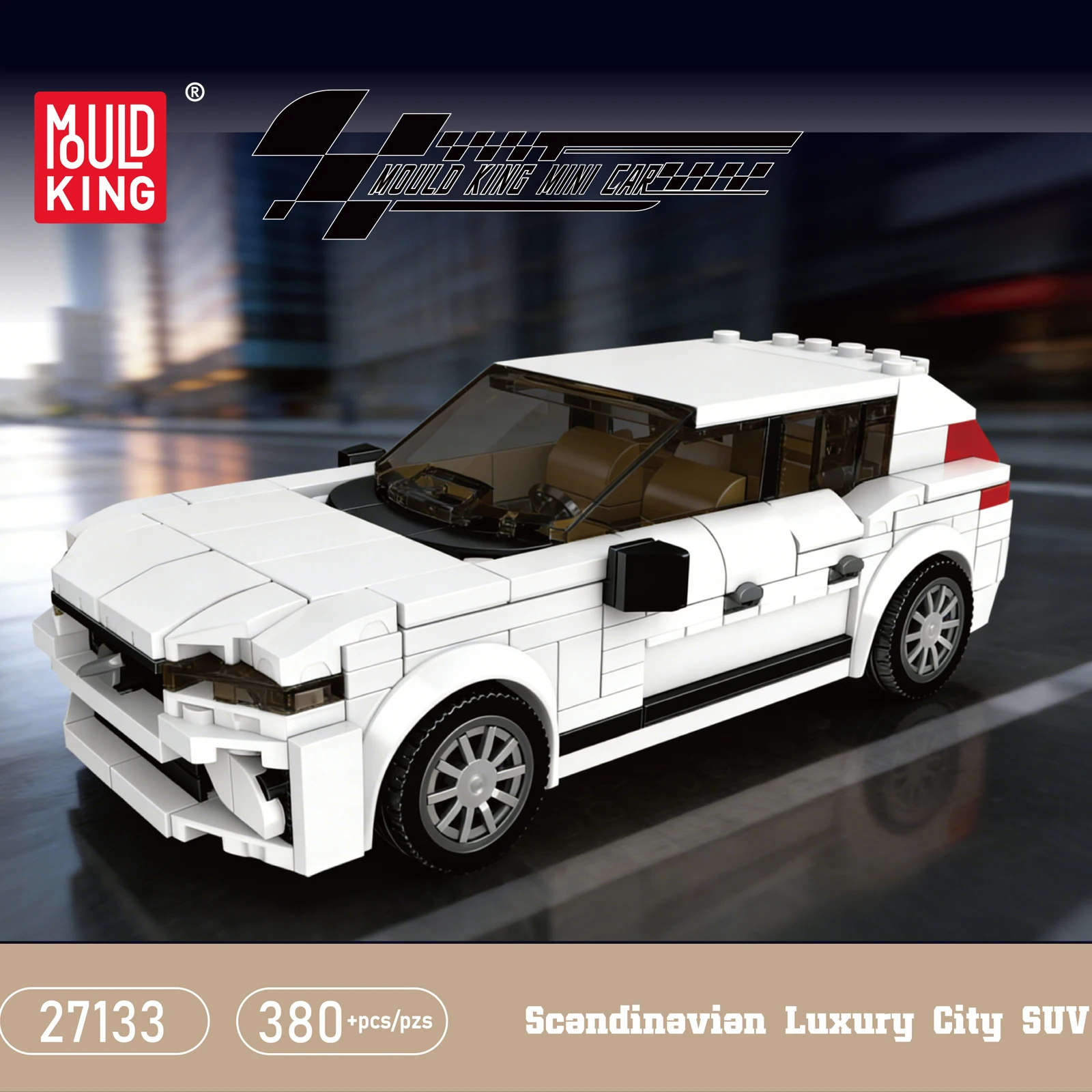 

380 деталей, конструктор Mould King 27133, модель скандинавского люксового городского внедорожника XC60, с демонстрационным боксом, игрушки-конструкторы, подарки для мальчиков