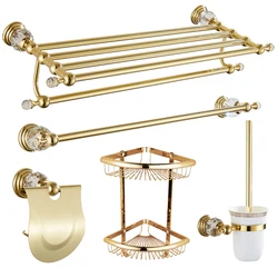 Tuqiu brass and crystal Bathroom Accessories Bathroom Shelf,Robe hook,Paper Holder,Toilet Brush Holder,towel rack,towel ring