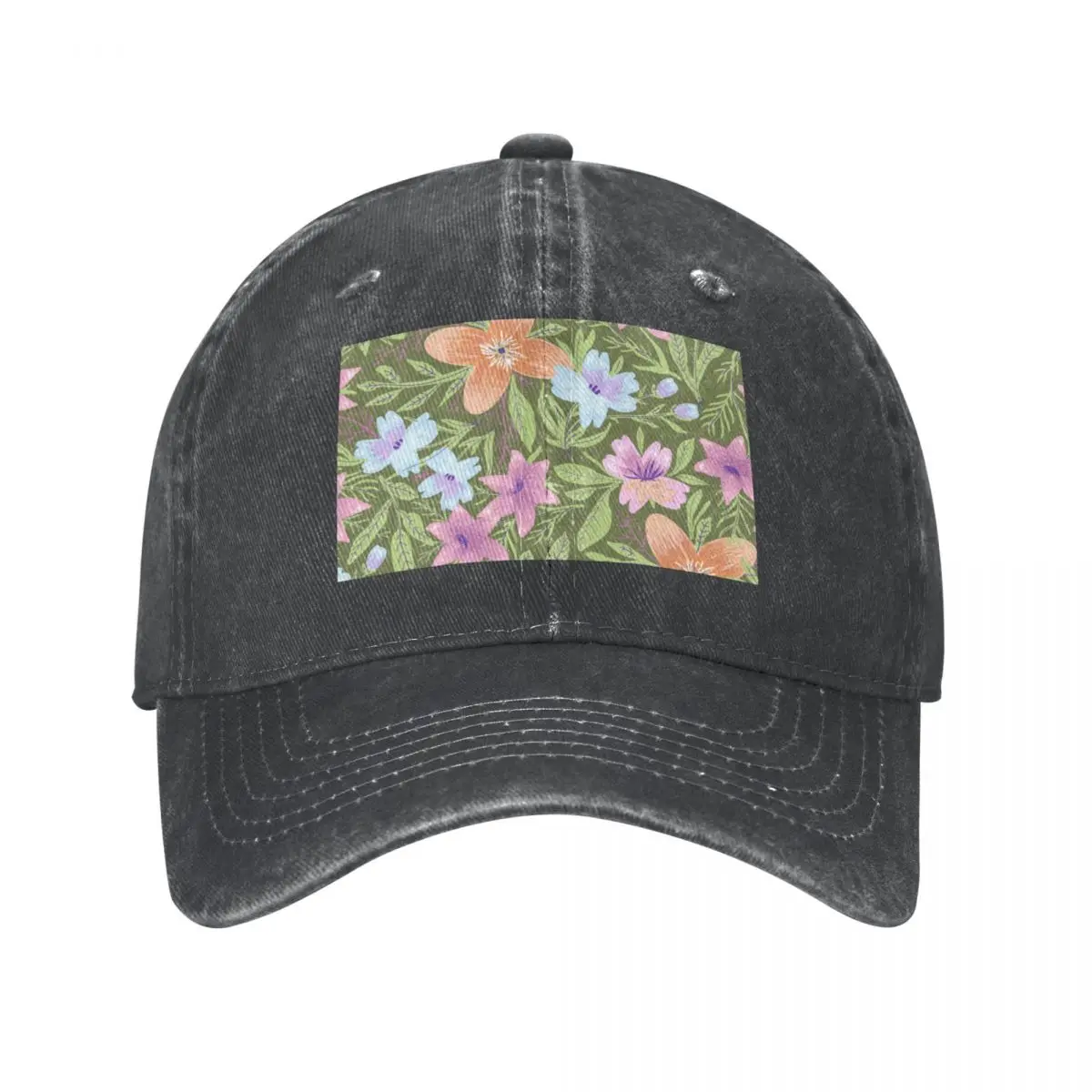 orange, blue, and purple flowers Baseball Cap Golf Wear Military Tactical Cap Hat For Women Men'S