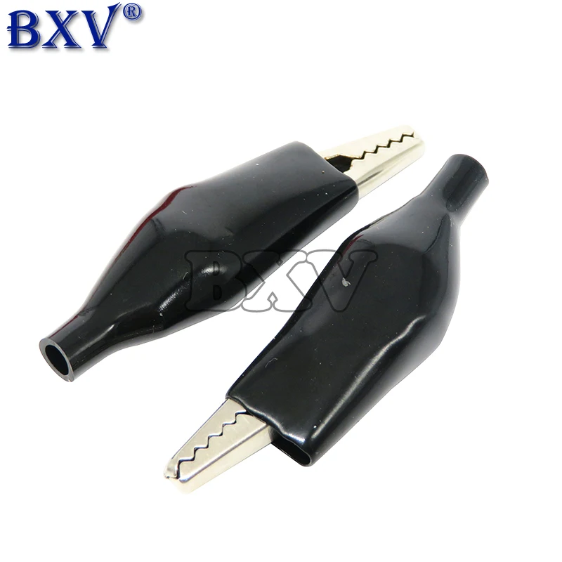 10Pcs 45Mm Alligator Clip Krokodil Elektrische Clamp Testen Probe Meter Zwart Rood Met Plastic Boot Power Test Clip nieuwe