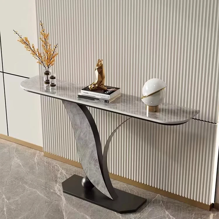Modern Home Console Desk Corridor Entrance Corner Table Marble Countertop Villa Apartment Living Room Furniture