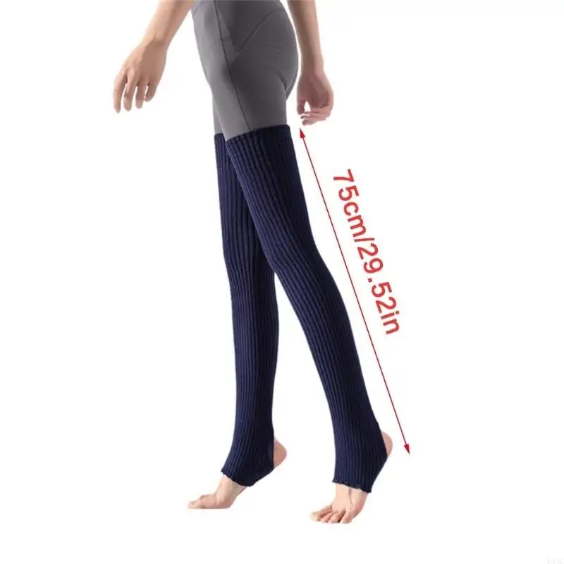 L5YC Stylish Womens Over Knee Ribbed Knit Ultralong Footless Socks Leg Warmers Thigh High Warm Stockings Hosiery
