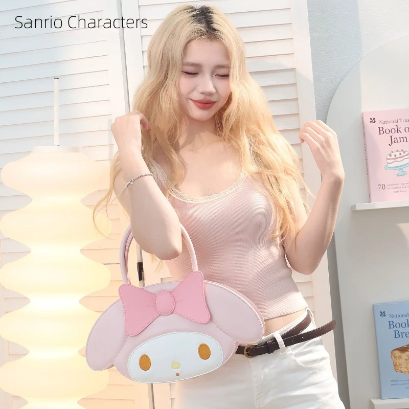 

MINISO SANRIO My Melody Kawaii Anime Cartoon Handbag Girl's Heart PU Package Slant Lolita Gifts for Girls Sweetness Birthday