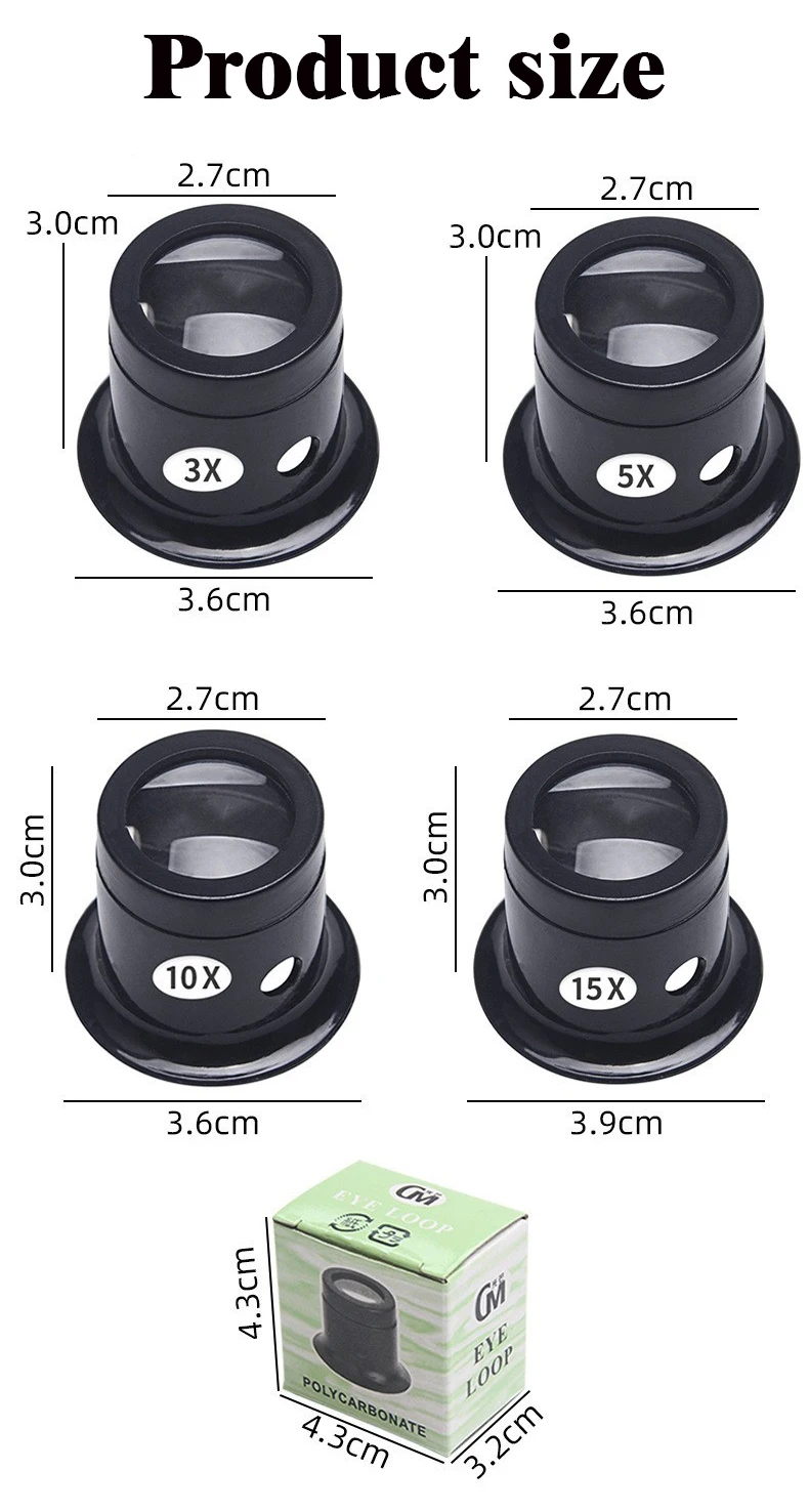 Uhrmacher-Augenlupe Vergrößerungsglas Juwelier Tragbare Monokular-Lupe für Uhrenreparaturen Werkzeug 3X 5X 10X 15X Linse – Detail 2