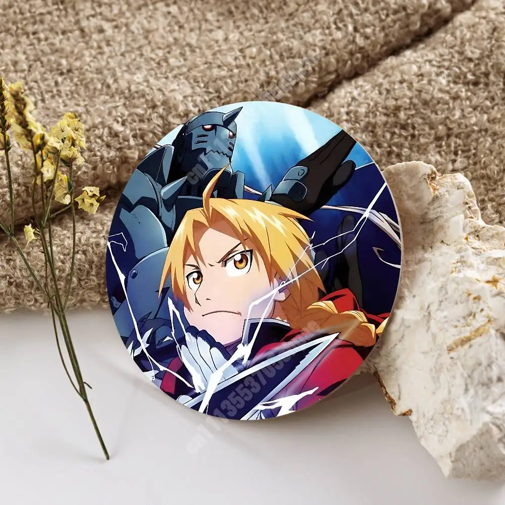 F-Fullmetal A-Alchemist Brotherhood Wooden Cup Mat Cappuccino Vodka Juice Water Coaster for Flower Shop