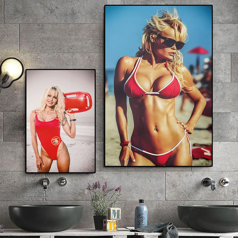 

Sexy Bikini Sporty Girl Illustration Sports Star Portrait Canvas Painting Retro Style Women Poster And Print Wall Art Room Decor