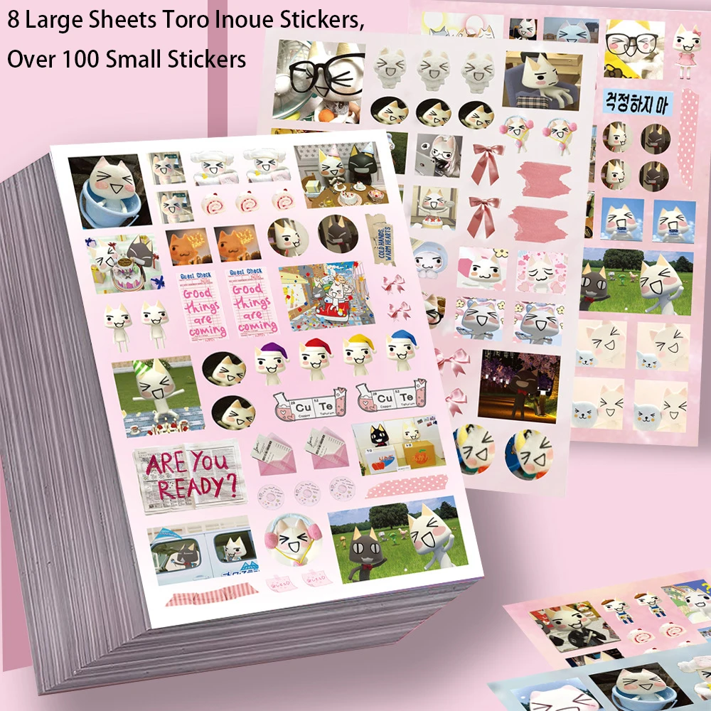 8/16 Sheets Cartoon Cute Toro Inoue Puzzle Stickers PVC Material Personalized DIY Phone Laptop Waterproof Children's Stickers.