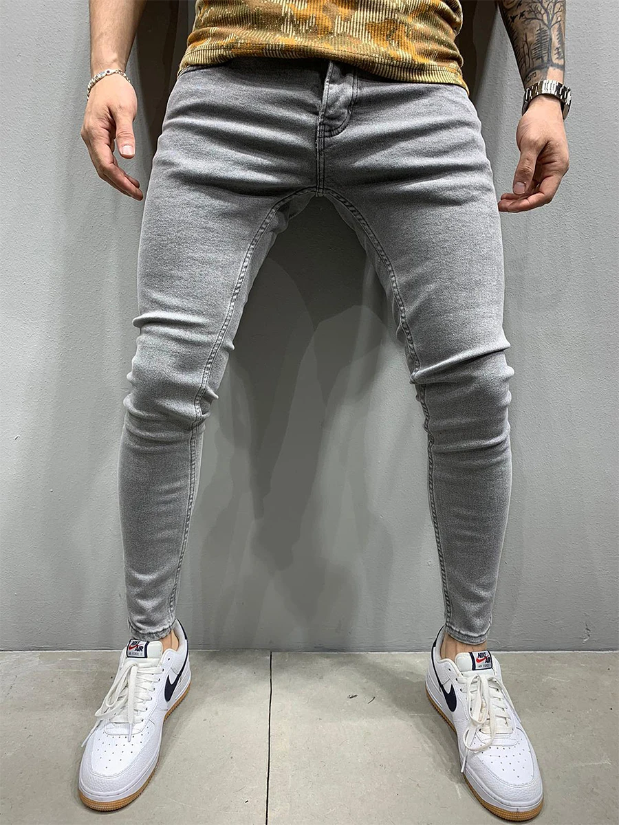 Lente En Herfst Dagelijks Casual Broek 4 Kleuren Skinny Stretch Jeans Motorfiets Heren Effen Kleur Jeans Street Heren Kleding 2024