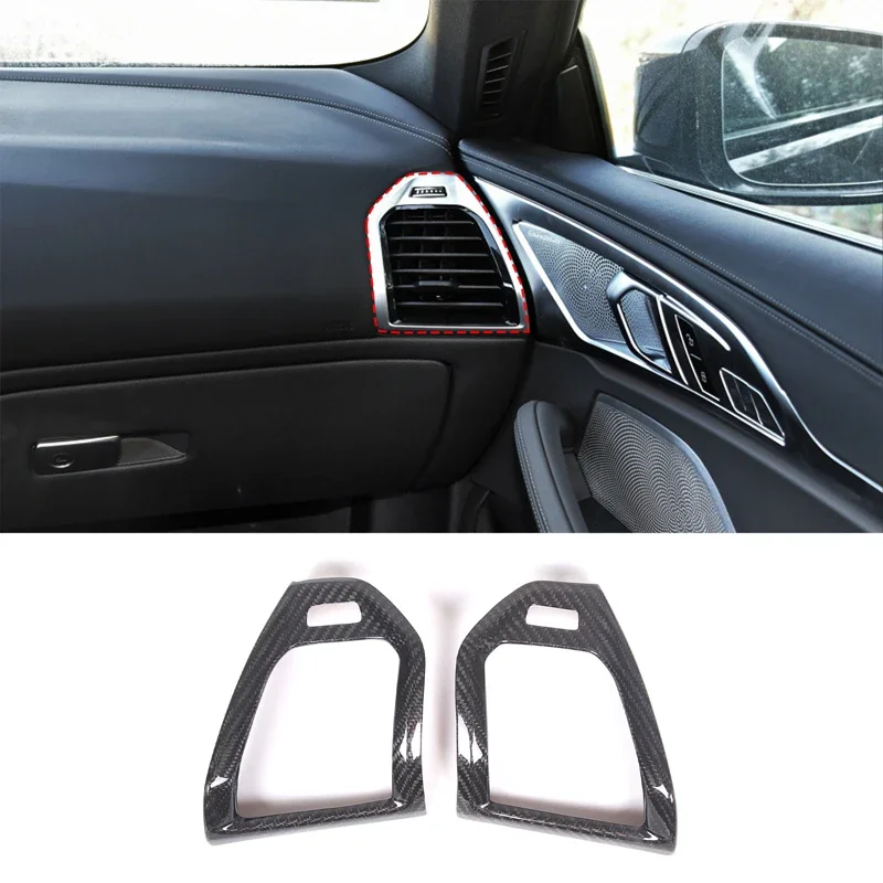 For BMW 8 Series G14 G15 G16 2019-2022 Real Carbon Fiber Car Air Conditioner Side Air Outlet Frame Cover Trim Car Accessories