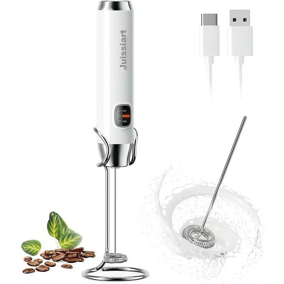 3 Modes electric milk frother with stand handheld wireless USB rechargeable coffee mixer shaker maker latte frother automatic
