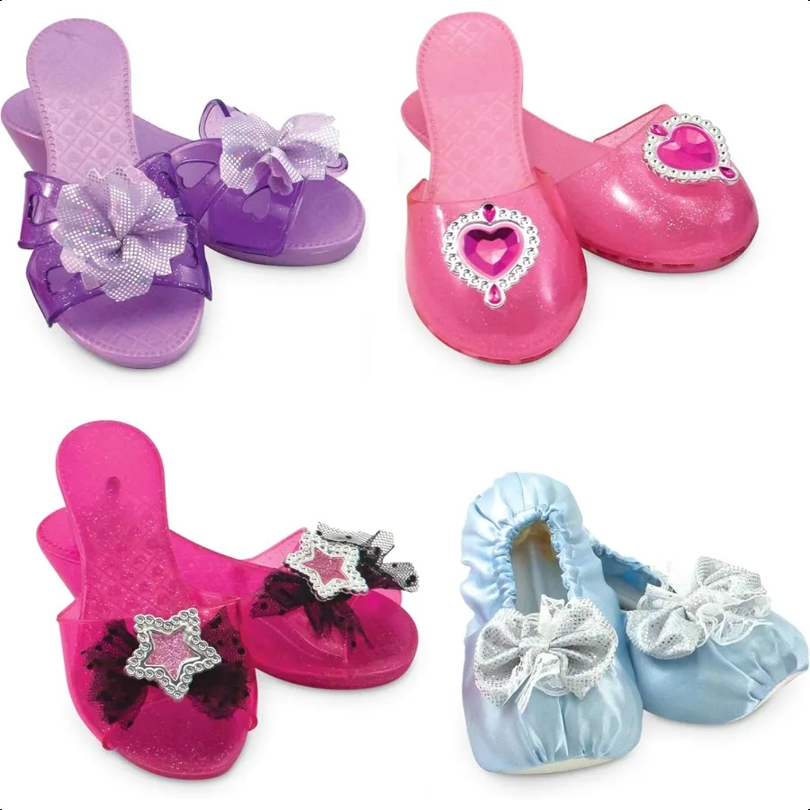 

Melissa Doug DrUp Shoes Set for 4 Pairs Step In Style HighHeeled Role Play Shoes Pretend Play Costume Accories for Toddlers Pre