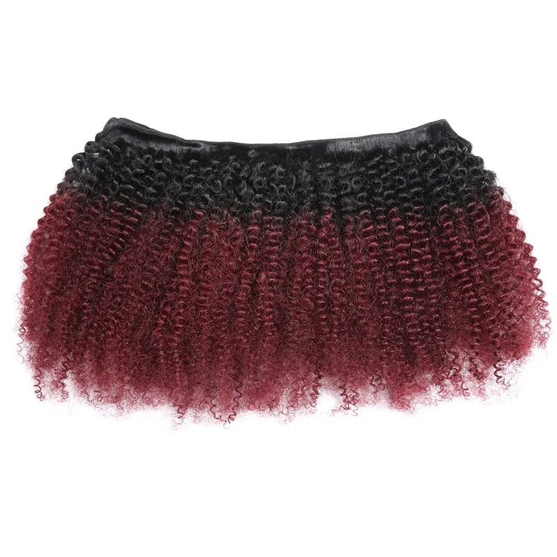 12A グレード 1/2/3 個 T1B99j アフロ変態カーリー人毛バンドル 100 グラム/PC ダブル横糸ヘアエクステンションブラジルバージンヘアフルエンド