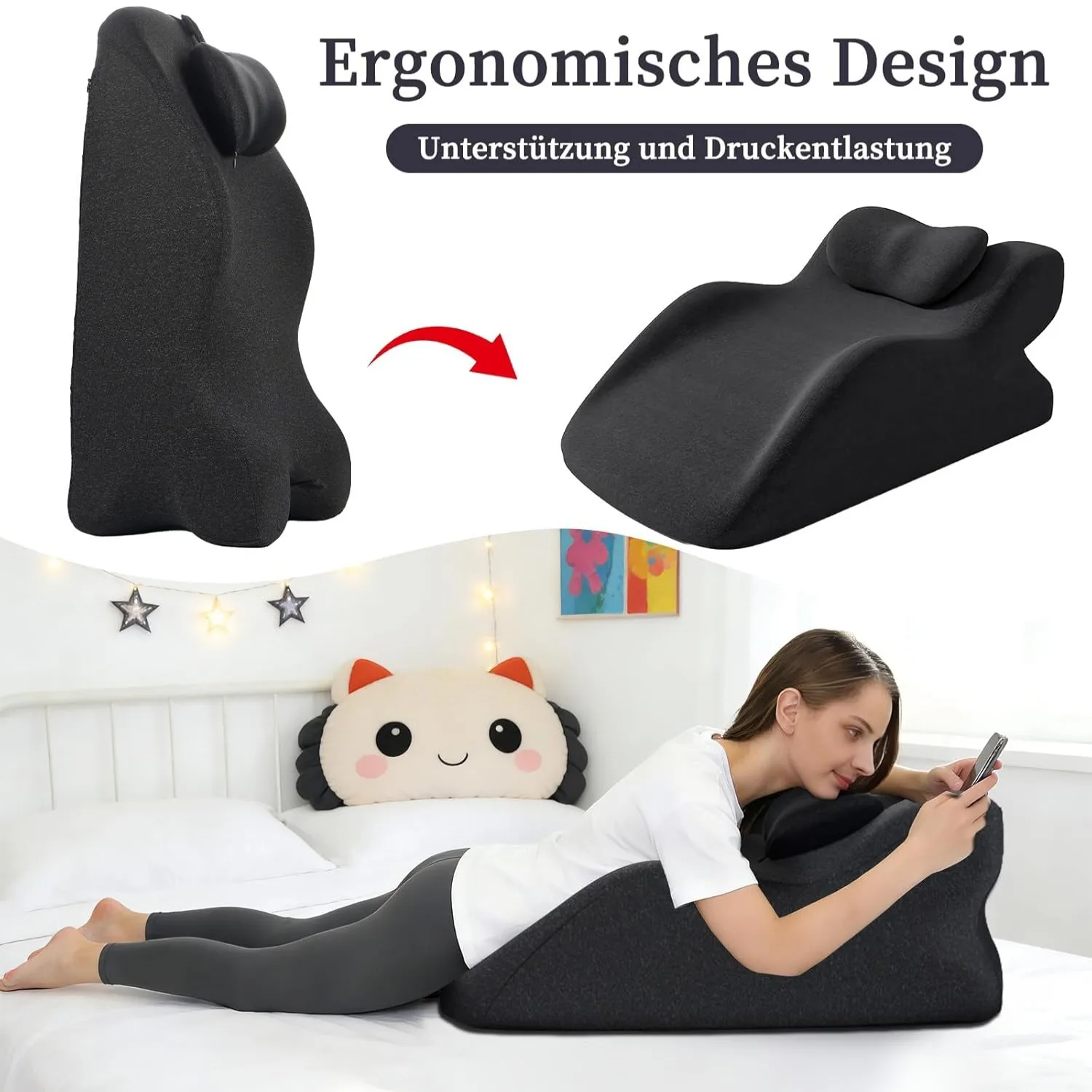 Memory-Schaum Keilkissen Ergonomisches Bauchlagekissen Bett-Schlafkissen Mehrzweck-Beinstützkissen zur Schmerzlinderung Sofaauflagen – Detail 5