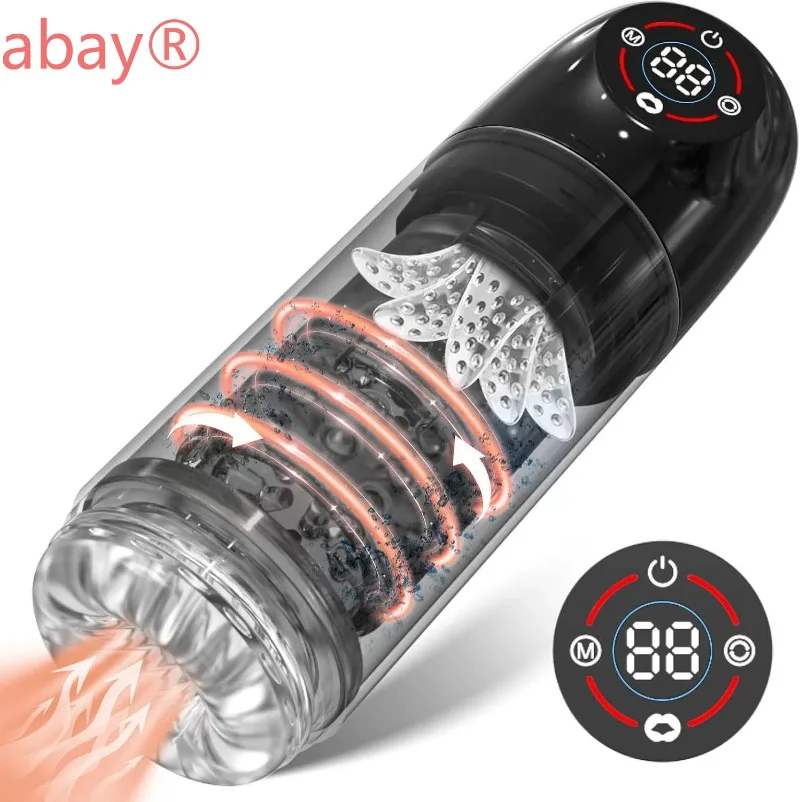 Totalmente automático sucção rotativa avião copo pênis masculino exercício masturbação massageador 7 modos brinquedos sexuais