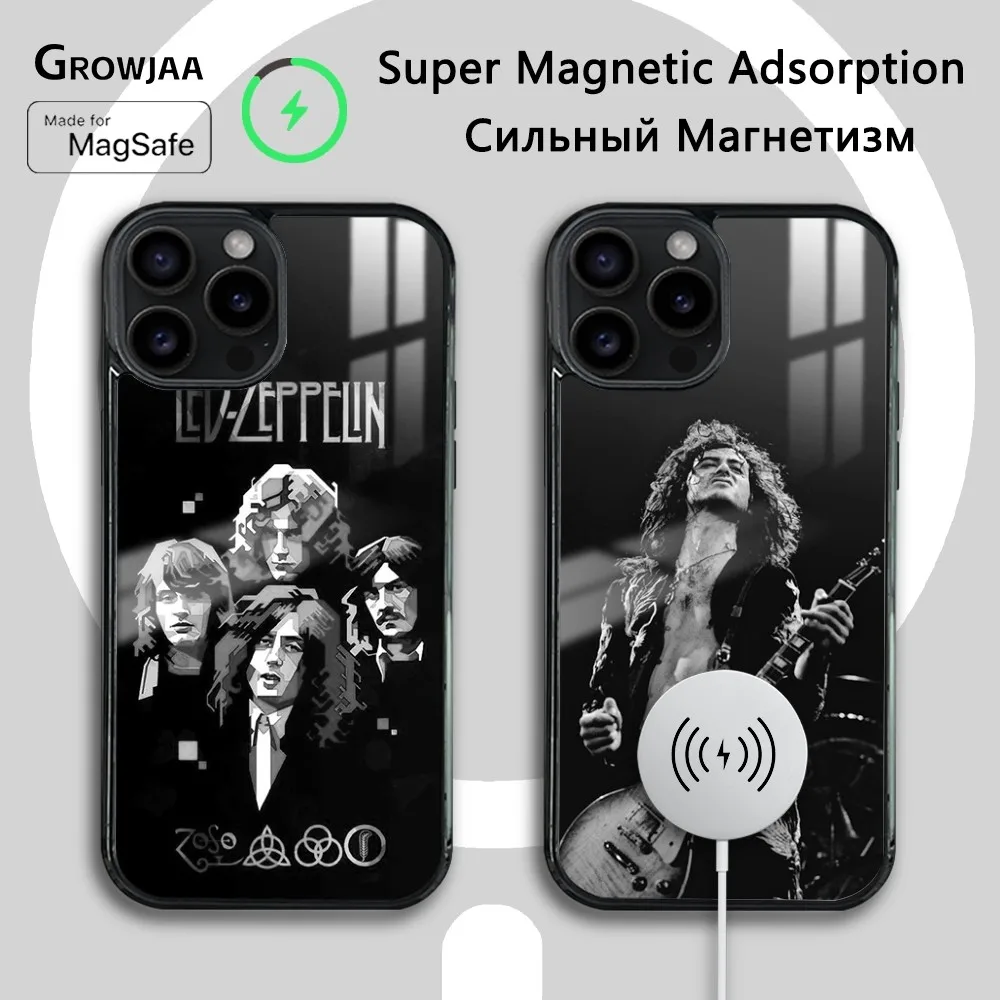 L-Led Band Z-Zeppelin Magasafe Phone Case For iPhone 15 14 13 12 11 Pro Max Plus Mini Shockproof Mirror Wireless Magnetic Cover